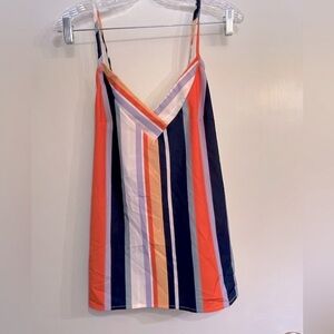 LONESS Women’s Tank Top Orange Multi-Color Stripes Size XL P2P 19.5 inches Aprox